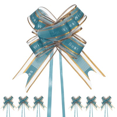 Unique Bargains Plastic Gold Edge Satin Multipurpose Ribbon Pull Bows 20 Pcs