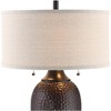 360 Lighting Cody Rustic Farmhouse Table Lamps 26" High Set of 2 Hammered Oiled Bronze with Table Top Dimmers Oatmeal Shade for Bedroom Living Room - 3 of 4