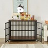 Dog Crate With Side Openings, 4 Wheels Heavy Duty Wooden Pet House Cage, Indoor Kennel Furniture For Small, Medium And Large Dogs - 3 of 4