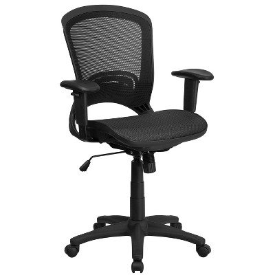 Flash Furniture Mid-Back Transparent Black Mesh Executive Swivel Office Chair with Adjustable Arms