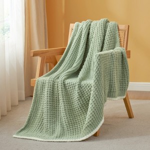 Snuggle Sac Reversible Waffle Knit Throw Blanket Cozy Microfiber Throw - 1 of 4