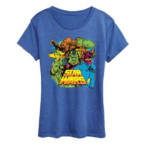 Women's - Star Wars - Neon Alien Creatures Short Sleeve Graphic T-Shirt - 1 of 4