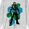 Halo Infinite Soldier On Hexagon Background Crew Neck Long Sleeve Athletic Heather Adult Tee - 2 of 2