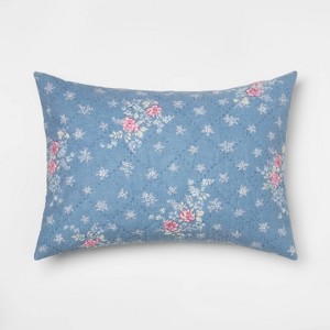Standard Lily Rose Chambray Pillow Sham Blue - Simply Shabby Chic