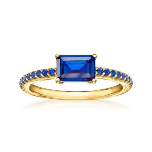 Pure Collection by Ross-Simons 1.10 ct. t.w. Lab-Grown Sapphire Ring in 18kt Gold Vermeil - 1 of 4