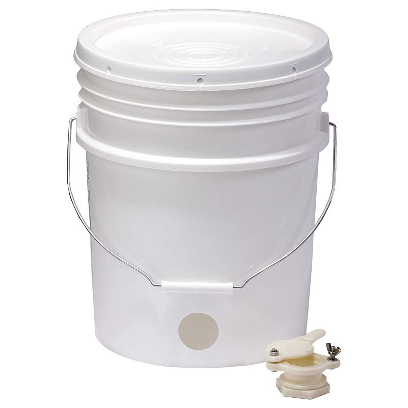 Little Giant 5 Gallon BKT5 Plastic Honey Extractor Bucket with Tight Fitting Lid and Honey Gate Tool for Beekeeping Harvesting, White (3 Pack), 3 of 5
