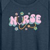 Women's - Instant Message - Nurse Flowers Lightweight French Terry Wide Neck Long Sleeve Graphic Shirt - 2 of 4