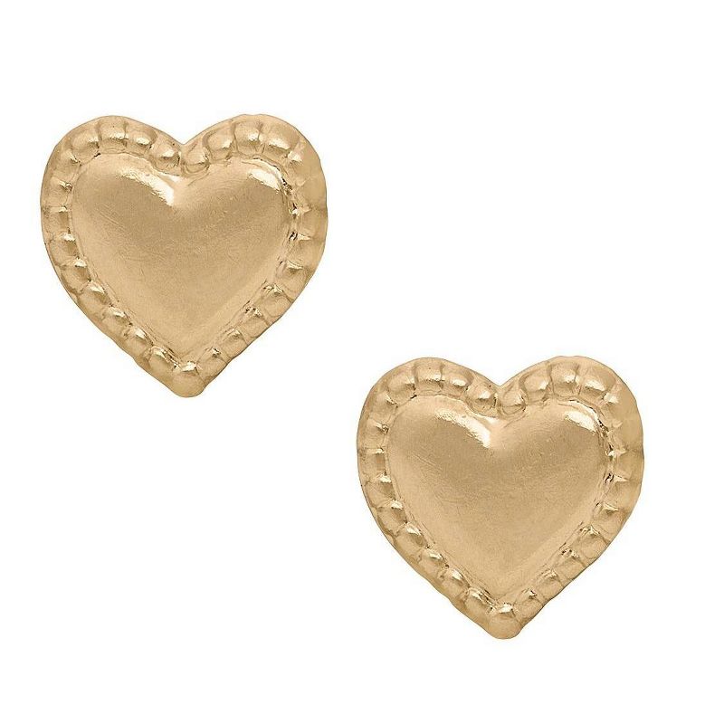 Tiara Kid&#39;s Heart Stud Earrings in 14K Yellow Gold, 2 of 4