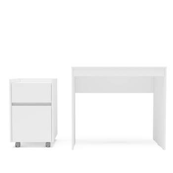 Polifurniture 2pc Home Office Set with Desk and Storage Cabinet White