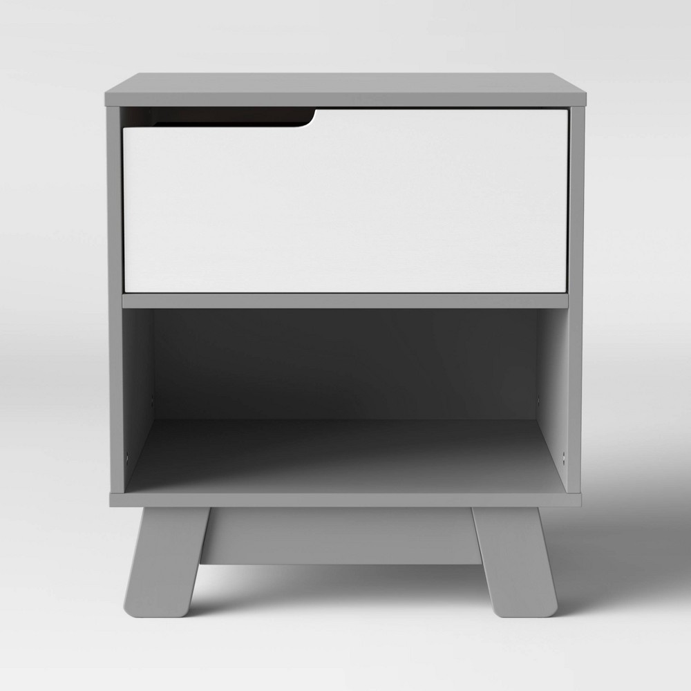 Photos - Storage Сabinet Babyletto Hudson Nightstand With Usb Port - Gray And White Grey/White