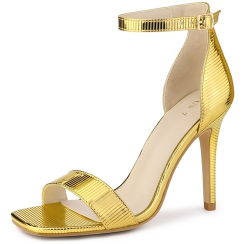 Perphy T Strap Rhinestone Ankle Strap Stiletto Heels Sandals For Women Gold  6 : Target