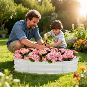 6x3x1ft Galvanized Raised Garden Bed Kit, Oval Raised Beds with Open-Ended Base, Metal Planter Box for Vegetables, Flowers, Herbs & Fruits - 1 of 4
