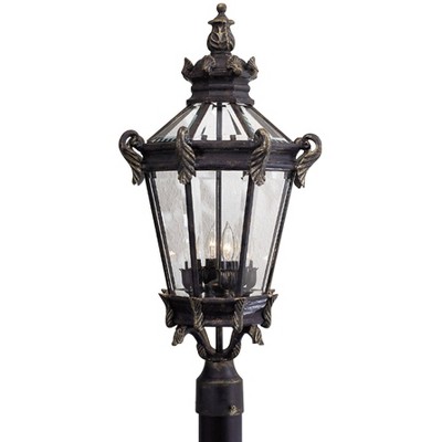 Minka Lavery Rustic Outdoor Post Light Fixture Heritage Lantern 28" Clear Glass for Exterior Barn Deck House Porch Yard Patio