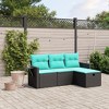 vidaXL 4 Piece Patio Sofa Set with Cushions Black Poly Rattan - Black - 2 of 4