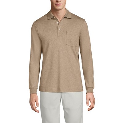 Lands' End Men's Long Sleeve Cotton Supima Polo Shirt with Pocket