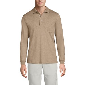 Lands' End Men's Long Sleeve Cotton Supima Polo Shirt with Pocket - 1 of 3