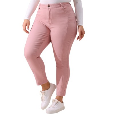 Agnes Orinda Women's Plus Size Mid Rise Stretch Washed Skinny Denim Jeans