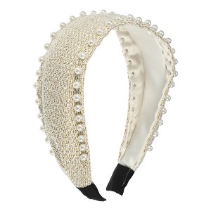 Unique Bargains Women's Classic Wide Pearl Headband 6.10"x1.97" 1 Pc - 1 of 4