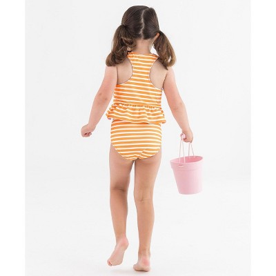 RuffleButts Kids Reversible Peplum Tankini - Orange You The Sweetest, Size: 6 — фото 2