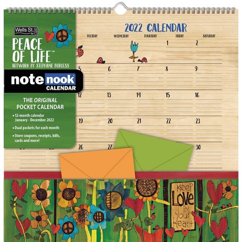 2022 Wall Calendar Note Nook 12 Month 12"X12" Peace Of Life - Wells St. By Lang : Target