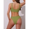 INSPIRE CHIC Women's Lace Up Decoration Push Up Bikini Sets, Wide Strap Top Triangle Bottom Swimwear Bathing Suits 1 Set - 3 of 4