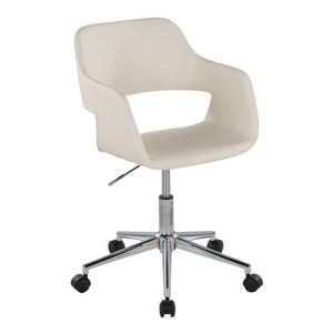 TiramisuBest Adjustable Cream Faux Leather Task Chair with 360 - degree Swivel, Cushioned Seat & Chrome Base - 1 of 4