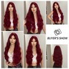 Pink Long Wavy Wigs with Bangs Synthetic Dark Roots Wigs for Women Natural Wave Fake Hair Heat Resistant Cosplay Party Use Wig - 2 of 4
