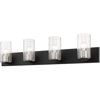 Zurich Black and Brushed Nickel 4-Light Vanity with Clear Seeded Glass