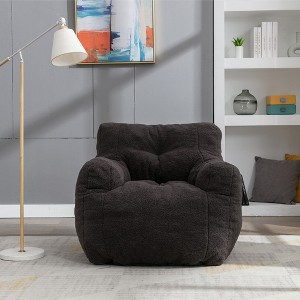 Bean Bag Chair, Teddy Fabric Ultra Soft Bean Bag Lazy Sofa, High Density Foam Padded Modern Accent Chair, Comfortable Cozy Beanbag Chair - 1 of 4