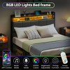 Full Size Bed Frame with Storage Headboard Led Lights Charging Station, Upholstered Platform Bed Frames with 2 Drawers, No Box Spring Needed - 3 of 4