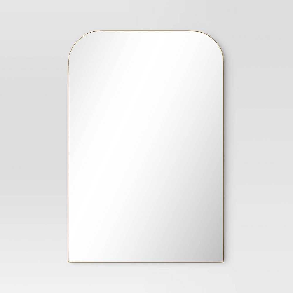 24" x 36" Infinity Mantle Mirror Brass - Threshold™: Rust-Resistant, Wall Mount, Modern Decor