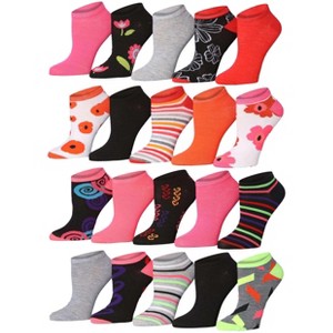 Women's Colorful Wild Leaf Patterned Ankle Socks - 20 Pairs - 1 of 4