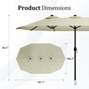 FONTOI Double Sided Outdoor Umbrella with Crank Handle, Rectangular Market Umbrella with 12 Ribs for Patio, Deck, Beige, 106.2"*94.5"*181.1" - 3 of 4