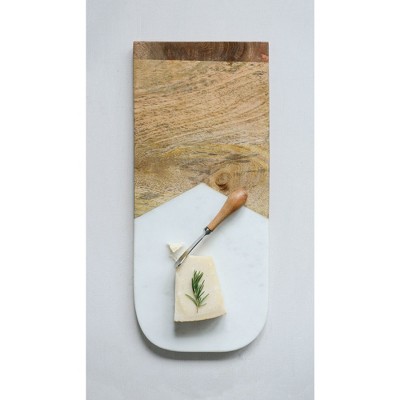 17.5"x7.5" Set Of 2 Marble And Mango Wood Cheese/cutting Board With ...