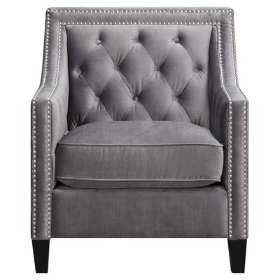 Teagan 30'' Gun Metal Gray Velvet Transitional Accent Chair