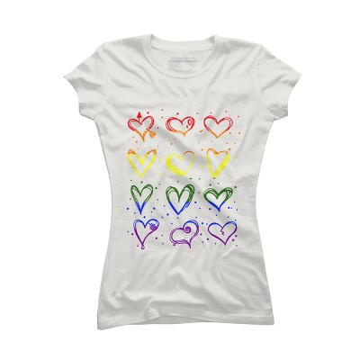 Adult Design By Humans Rainbow Pride Hearts By Classmates T-Shirt