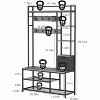 Hall Tree, Entryway Bench with Shoe Storage, Freestanding Coat Rack with Shoe Bench, 4-Tier Storage Shelves, 8 Coat Hooks, 5 Side Hooks - 2 of 4