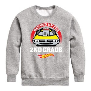 Boys' - Hot Wheels - Revved Up For 2nd Grade Graphic Long Sleeve Fleece Sweatshirt - 1 of 4