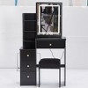 Small Size Left Bedside Cabinet Dressing Dressing Table + Cushioned Stool, Extra Large Sliding Mirror, Multi Layer - 3 of 4