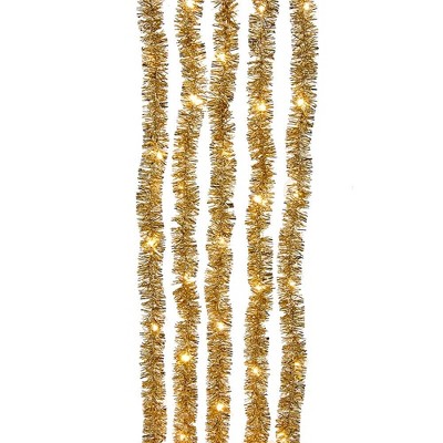 Kurt Adler 6.5-Foot 100-Light Warm White Champagne LED Tinsel Cascade Light Set