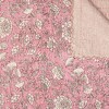 50" X 70" Pink And Blush Floral Cotton Quilted Kantha Throw Blanket with Embroidery - 4 of 4