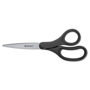 Westcott KleenEarth Basic Plastic Handle Scissors 8" Long Pointed Black 3/Pack 15585 - 1 of 2