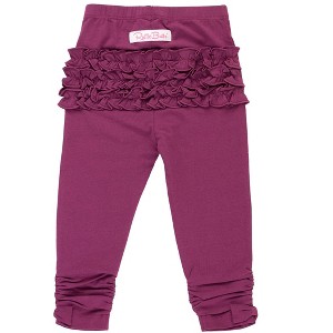 RuffleButts Baby Girls Ruched Bow Leggings - 1 of 4