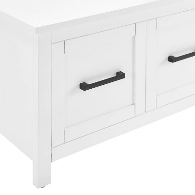Kayce 58" Modern White Herringbone Hall Tree with Storage