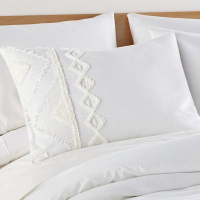 Cream and White Cotton Jacquard Duvet Cover Set