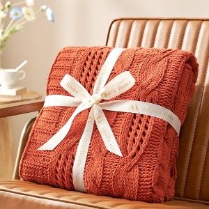 Amelie Home Cable Knitted Throw Blanket for Couch, Chenille Chunky Knit Throw Blanket 50*60 inches - 1 of 4