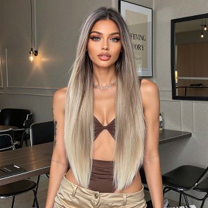 Jessie's Wig 30 Inch Straight Wig Synthetic Hair 13x3.5 Lace Wigs Blonde Color With Dark Roots 1 Pc/Pack - 1 of 4