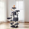 66.1 Inch Large Cat Tree Cat Tower with Scratching Posts, 2 Perches, 2 Caves, Basket, Hammock, Pompoms, Multi-Level Plush Cat Condo for Indoor Cats - 2 of 4
