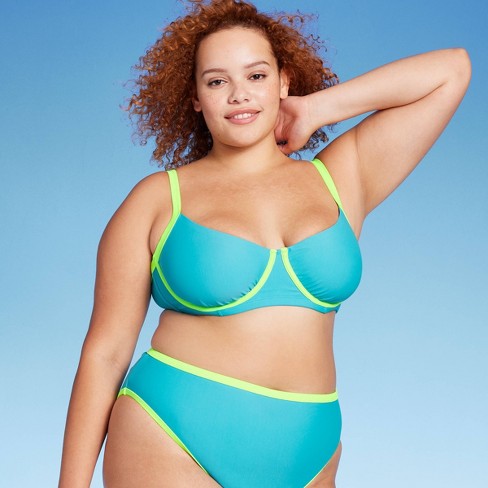 Women's Colorblock Underwire Bikini Top - Wild Fable™ Blue/Green 14