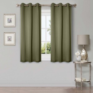 Classic Modern Solid Room Darkening Semi-Blackout Curtains, Grommets, Set of 2 by Blue Nile Mills - 1 of 4